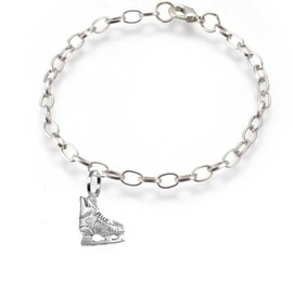 pp-sp13 Ice Hockey Boot Skate fine lead free English Pewter charm on a belcher link chain anklet bracelet