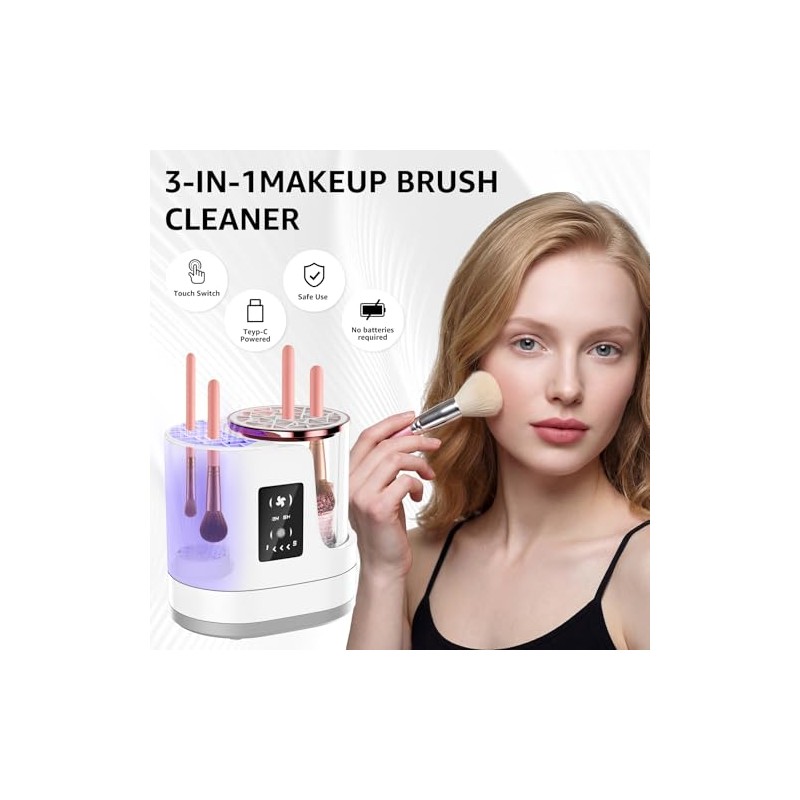 Electric Makeup Brush Cleaner Machine, Portable Cosmetic Brush Washer and