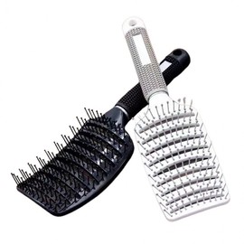 Chervil Curved Rib Hair Brush with Volume Up Massage Effect Rib Comb (Black) 5ea