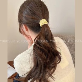 Yokosen Hair Tie, Hair Accessory, Hair Clip, Elastic, No Trace Hair Elastic, Set of 4, Girls, Stylish, Korean Style, Simple, Thick, Soft, No Headaches, No Cut, Stretchable, Ponytail Ring, Bun, Hair