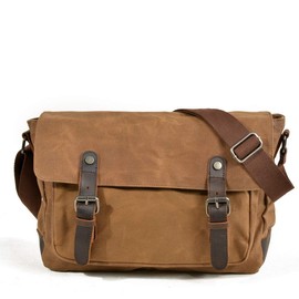 Canvas Messenger Bag, Vintage Crossbody Shoulder Bag,Heavy Waterproof Military Satchel for Men