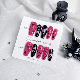 Handmade Nails, 10pcs Handmade Press on Nails,3D Design Hand-painted Nail Art,Reusable Gel Luxury Glue on Fake Nails Kit (KL-9006-S)