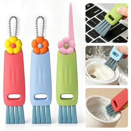 3PCS Cepillo para Botellas, Genérico Cepillo Limpieza Tapa Taza 3 en 1 para Grietas y Espacios Reducidos Entre Botellas, Cepillo Limpieza Multifuncional, Cepillo Portátil para Limpiar Tapas y Vasos