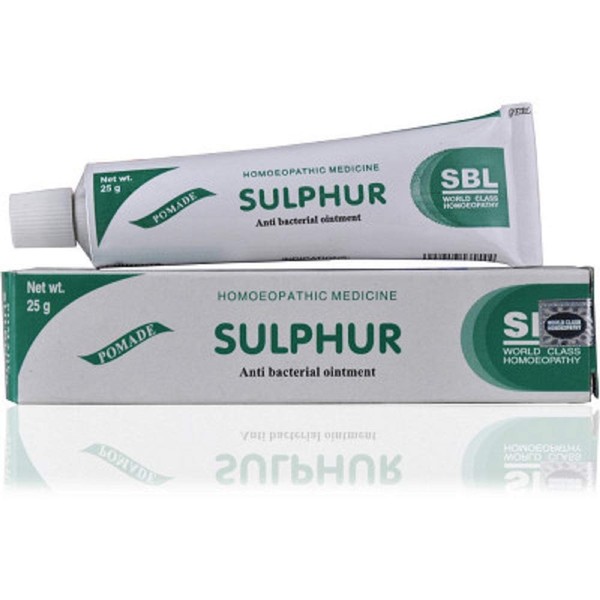 SBL Homeopathic Sulphur Ointment (25g), Useful for Dry Skin, itching, pimples, pustules by Exportmall
