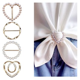 4PCS Shirt Clip for Women Scarf Ring Clip T-shirt Ties Clips Clothes Corner Knotted Button for Women (gold)
