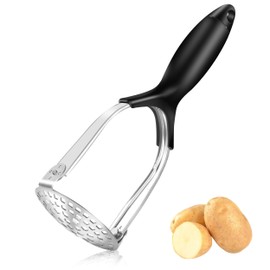 Potato Masher, PUWOWYE Potato Ricer, Stainless Steel, Hand Masher with Rubber Handle, Potato Masher for Dishwasher-Safe, Mashed Potatoes, Vegetables, Fruits