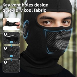 Lightweight ski mask for Men and Women - Motorcycle Balaclava face mask with Quick-Dry Lining for Skiing, Cycling, Hiking Black