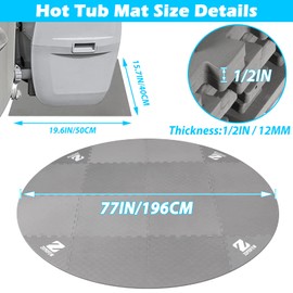 ZOMOFEW Hot Tub Mat for Inflatable Tub, 77IN Hot Tub Pad Foundation, Upgraded Thickened Eva Foam Padding for Outdoor Hot Tubs | Interlocking Patio Tiles Outdoor (1/2" Thickness)