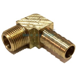 EDGE INDUSTRIAL 1/2" Hose ID to 3/8" Male NPT MNPT 90 Degree BARSTOCK Elbow Brass Fitting Fuel/AIR/Water/Oil/Gas/WOG (Qty 01)