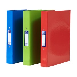 Oxford A4 Ring Binders, Red/Green/Blue, Pack of 3 Folders 40mm