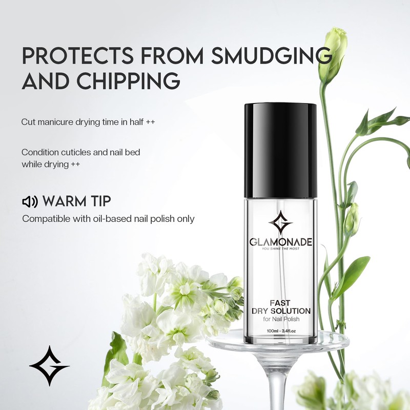 Glamonade Fast Dry Solution for Nail Polish Smoothness Air Dry