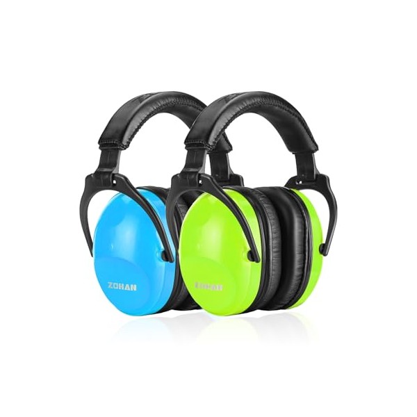 ZOHAN 030 Kids Ear Defenders, Autism Sensory Ear Defenders for Teen, Toddler, Hearing Protector, Ideal for Fireworks,Concerts, NO Metal, 26dB SNR (Blue&Green)