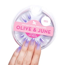 Olive & June Instant Mani Press-On Nails | (Glue) Medium, Oval 42 Fake Nails 21 Sizes | Non-Toxic, Long-Lasting Recycled Materials Realistic | Salon-Quality at Home | Purple Chrome Gradient