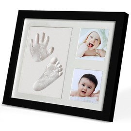 PewinGo Baby Footprint & Handprint Clay Kit, Baby Photo Frame Kit for Newborn Baby, Baby Shower Gifts,Baby Registry, New Parents Gift, Perfect Baby Memory and Nursery Room Decoration-BLACK