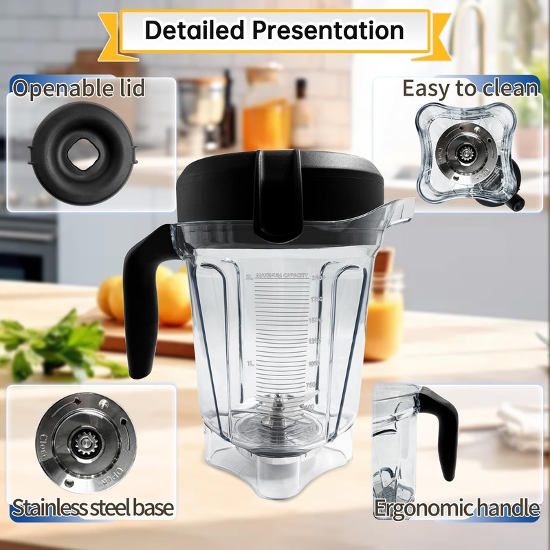 For Vitamix 64oz Low-Profile Blender Pitcher, Replacement for Vitamix 750