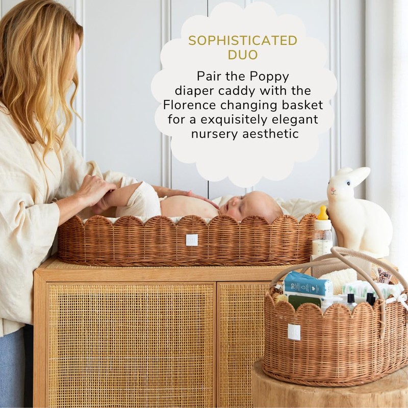 BEBE BASK Premium Baby Diaper Caddy Organizer - Handmade &