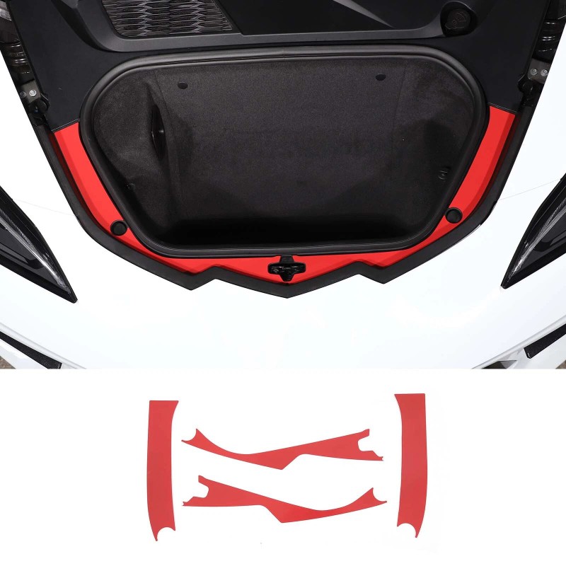 autopart2021 Red Front Trunk Bezel Gloss Stainless Plate Trim For