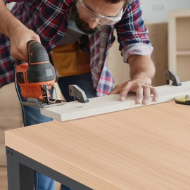 Antifir 48” Adjustable Workbench，Heavy Duty Wood Work Bench 2000 Lbs Load Capacity,Work Table with Power Outlet for Garage, Workshop, Office, Home