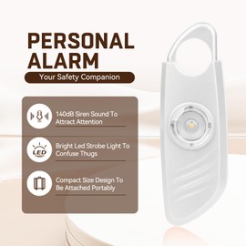 Coynor Personal Safety Alarm for Women – 140dB Safe Sound Personal Alarm with Strobe Light, Personal Protection Siren Device for Women, Men, Children, Elderly in 5 Colors – 2 Pack (White)