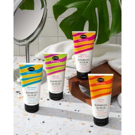 ShiKai Very Clean Bamboo Body Scrub (Refresh Coconut, 6 oz) | Gentle Hydrating & Exfoliating Skin Cleanser | With 5 Fruit Complex & AHA Acids