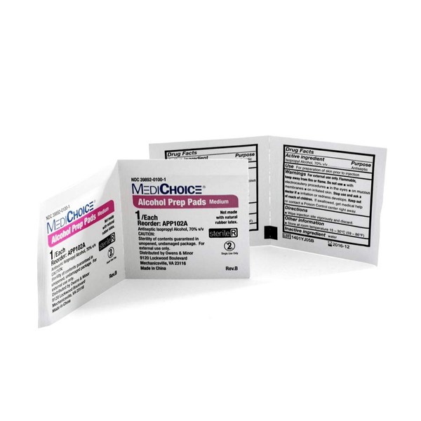MediChoice Alcohol Prep Pads, 2-Ply Sterile, 7% Isopropyl Alcohol, Medium, 1.19x2.63 Inch, 1314APP102A (Case of 4000)