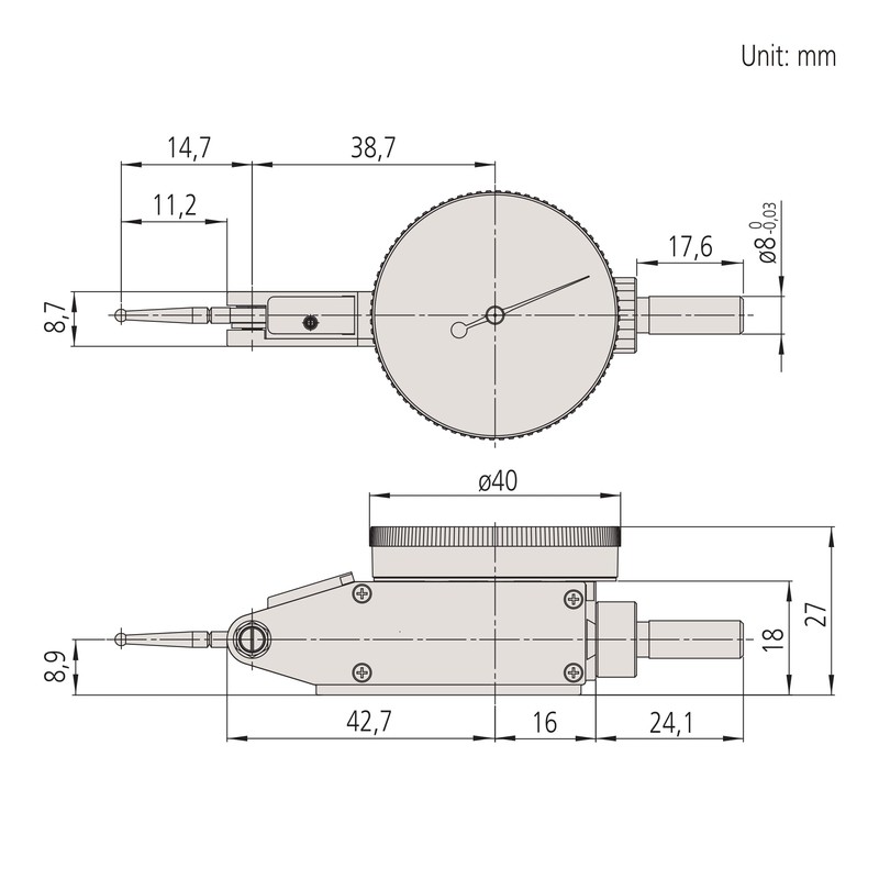 Mitutoyo 513-402-10E DIAL TI, BAS, STD 0.03", 0.0002" Accuracy, 0.0005",