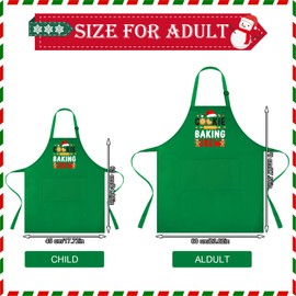Suhine 4 Pack Christmas Matching Aprons Christmas Baking Crew Kitchen Apron for Family Cooking Baking (Kids,Green)