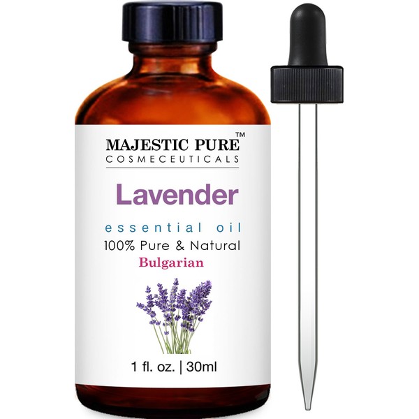 MAJESTIC PURE Lavender Essential Oil, Therapeutic Grade, Pure and Natural, Bulgarian, for Aromatherapy, Massage, Topical & Household Uses, 1 fl oz