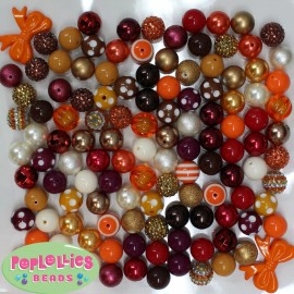 Poplollies Beads 20mm Chunky Beads LOT 120 count  Gum Ball Bubblegum Thanksgiving Fall