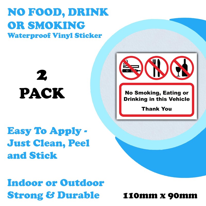 2-Pack - No Smoking Eating or Drinking in Vehicle -