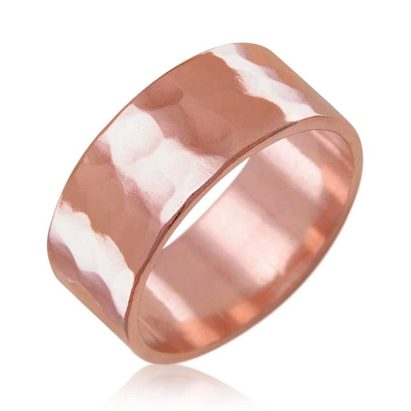 IVY & BAUBLE Uncoated Solid Copper Ring Hammered Band for