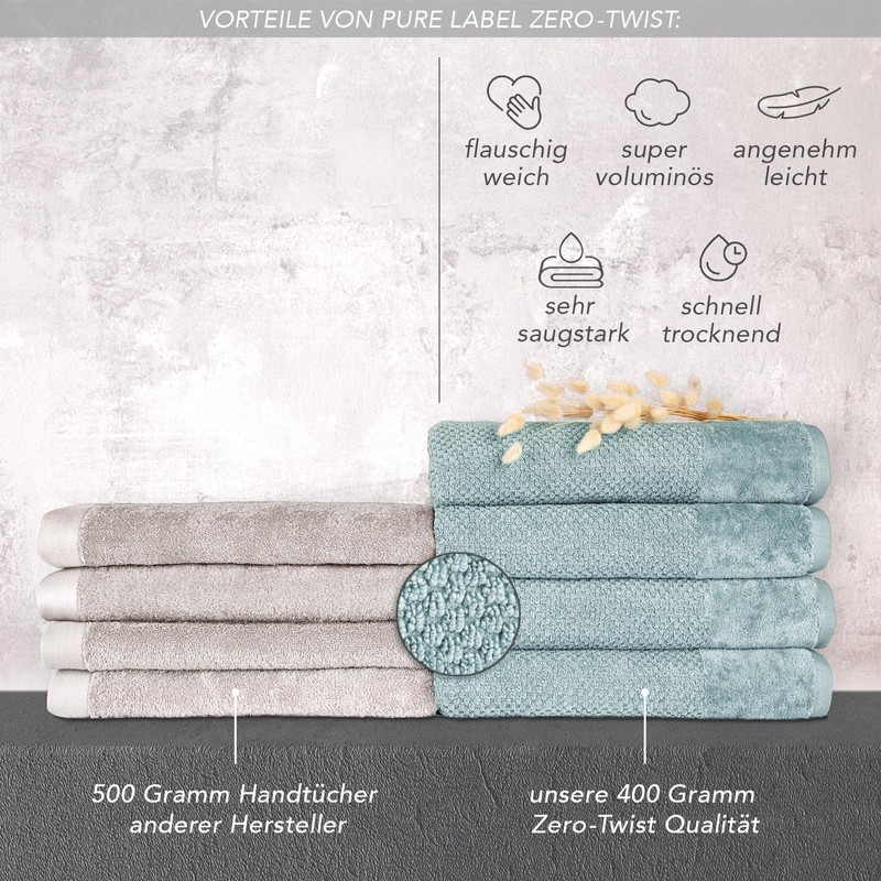 Pure Label 4-Piece Hand Towel Set with Hanging Loops, Made