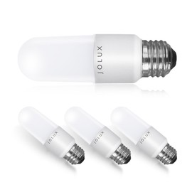 Jolux 4 Pack LED Stick Light Bulbs with Dusk to Dawn, 40W Equivalent,Soft White(2700K),650lm,Auto On/Off Outdoor LED Bulbs,Damp Rated,E26 Medium Base.……