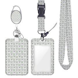 Bow Checkered ID Badge Holder Badge Reel Lanyards for ID Badges Work Vertical Protector Retractable Carabiner Clips Heavy Duty Key Lanyard for Women Laywer Dentist Mentor Coworker Office Gifts