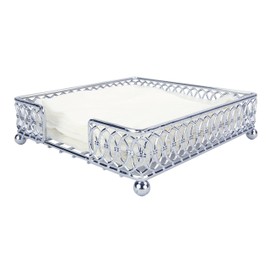 Home Basics Infinity Collection Flat Napkin Holder, Silver Chrome 7.25" x 7.25" x 1.75"