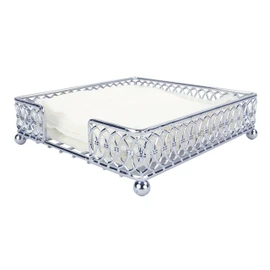Home Basics Infinity Collection Flat Napkin Holder, Silver Chrome 7.25" x 7.25" x 1.75"