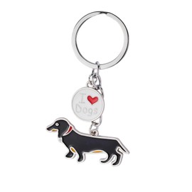 TEAMER Cute Dachshund Keychain Sausage Dog Charm Pendnat Keychain Dachshund Lover Pet Animal Jewelry For Women Men (Black)