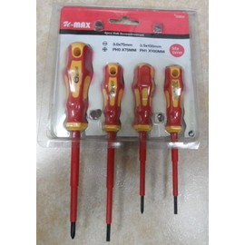 ToolUSA Professional Volt Screwdriver Set | 4 Durable Precision Tools | Ergonomic Grip | +PH1x10cm +PH0x7.5cm -3.0x7.5cm -3.5x10cm | Ideal for Detailed Work & General Repairs