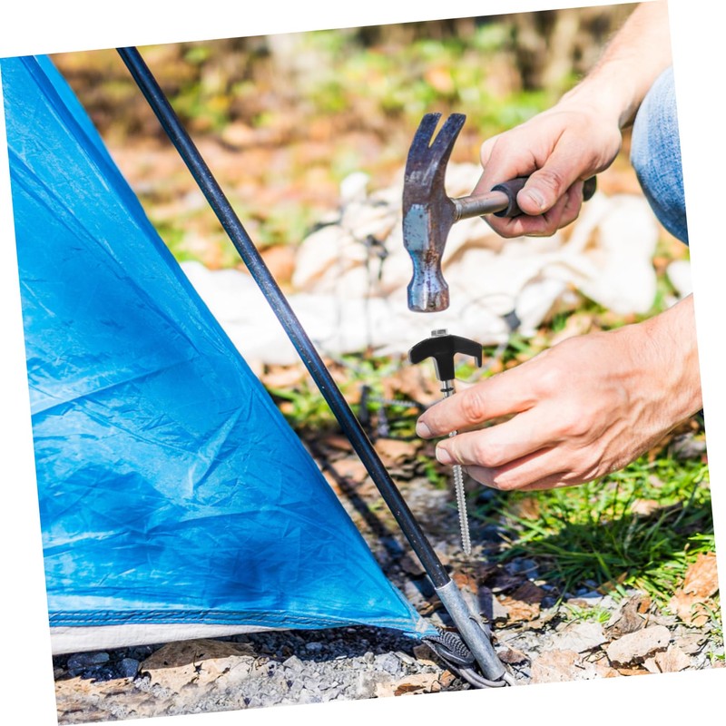 CAXUSD 4pcs Portable Tent Pegs Rotating Heads Heavy Duty Ground