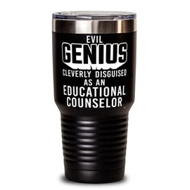 ODTGIFTS Funny Educational Counselor Tumbler Evil Genius Cleverly Disguised As An Educational Counselor 30oz Stainless Steel Black