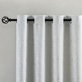 TERLYTEX White Silver Curtains for Living Room - Metallic Silver Spots Sparkle Blackout Curtains 84 Inch Long, Thermal Insulated Darkening Grommet Shiny Curtains, 52 x 84 Inch, 2 Panels, Greyish White
