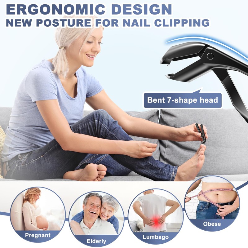 Toenail Clippers for Seniors Thick Toenails, Angled Head Large Toe