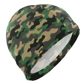 Dallonan Swimming Cap Camouflage Textured Abstract Jungle Camo Adult Swim Cap Polyester