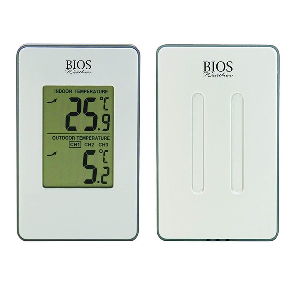 BIOS Weather Thermor Indoor/Outdoor Wireless Thermometer, Weather Monitor, Silver, 6-Inch x 6.25-Inch x 0.6-Inch, 315BC