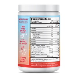 ABOUT YOUR COLLAGEN Peptide Energy Collagen Powder Hair, Nail, Skin, Type I & III,Caffeine for Energy, Vitamin C, Biotin, Hyaluronic Acid, Zero Sugar – 8.92 oz (Strawberry Banana)