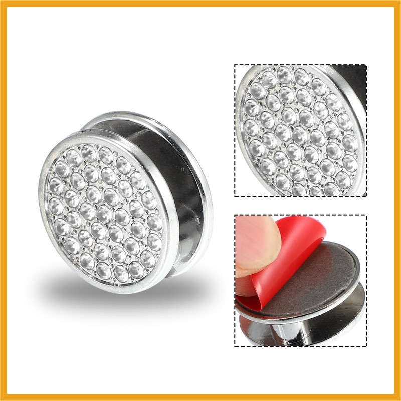 Partuto 4pcs 22mm Bling Car Dashboard Hooks Storage Hooks Silver