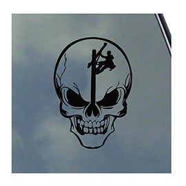 Lineman Skull Vinyl Sticker Decal Lineman Lineworker Powerline Technician Tradesmen