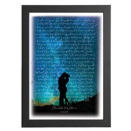 Any Song First Dance Wedding, Anniversary, Christmas, Birthday or Valentine's Day Gift, Framed or Unframed Song Lyrics Print, Gifts for her gifts for him 1st wedding anniversary, 10th 25th anniversary