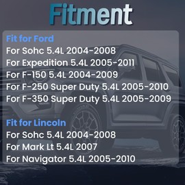 5.4L Engine Timing Chain Kit Cam Phaser w/VVT Valves Fit For Ford Expedition F-150 F-250 F-350 Super Duty Lincoln Mark LT Navigator 2005-2010 3V 24-Valve Triton Engine 3R2Z-6A257-DA