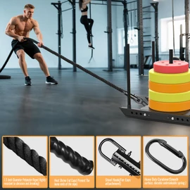 Keepark Weight Workout Sled Pulling Rope - Heavy Duty Workout Rope for Weight Sled, Tire Drag, Football Training - Fitness Resistance Exercise Equipment for Men & Women - 1.5 Inch x 30FT